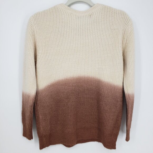 3/$25 LOFT Ombre Pullover Sweater M Merino Wool Blend Chunky Ribbed Cream - Picture 2 of 8